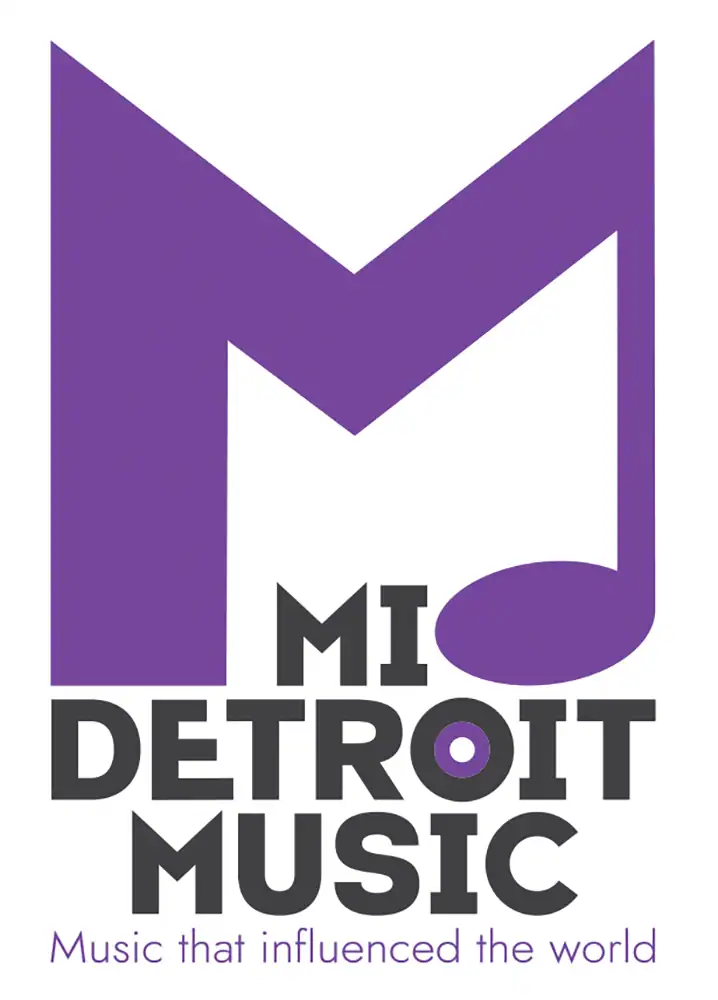 Logo of Detroit Music with a purple and black design emphasizing music and cultural influence in Detroit.
